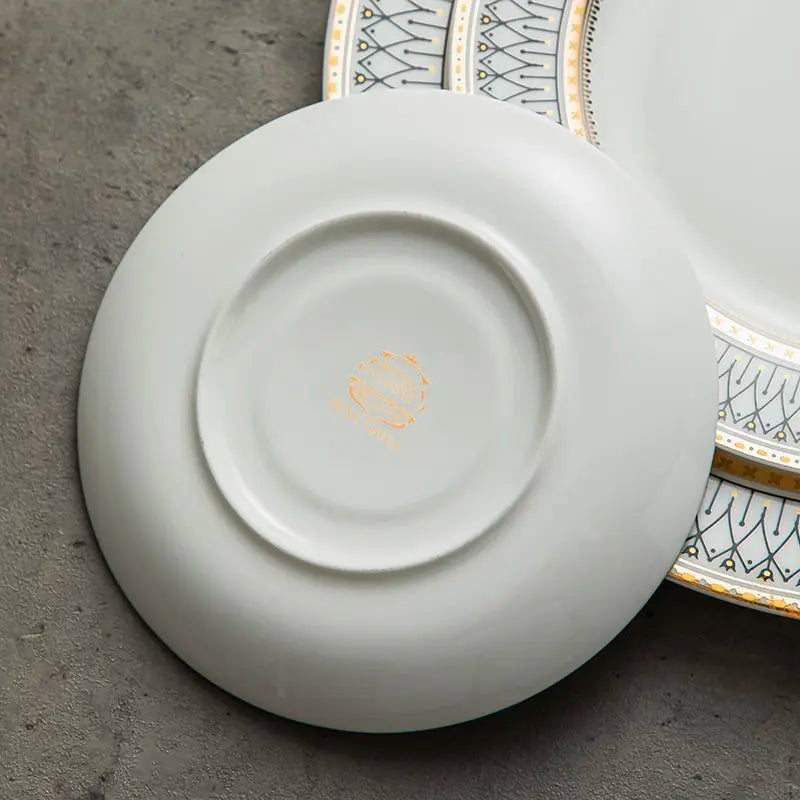 Plaid Dinner Plate - Creative Round Bone China Western Tableware