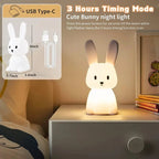 Touch-Activated Rabbit Night Light for Couples - 7-Color Changing Silicone Lamp for Bedroom Ambiance
