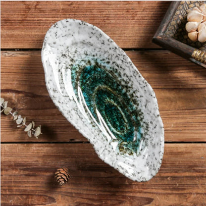 Japanese Ceramic Sushi Sashimi Plate - Oyster Shell Tableware for Couples | The Couple Corner