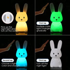 Touch-Activated Rabbit Night Light for Couples - 7-Color Changing Silicone Lamp for Bedroom Ambiance