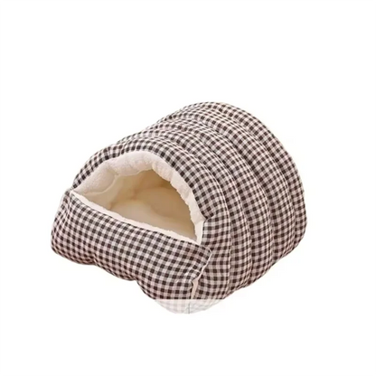Closed Pet Bed with Removable Cover - Four Seasons Warm Plaid Bed for Cats & Dogs | Pet Bed The Couple Corner