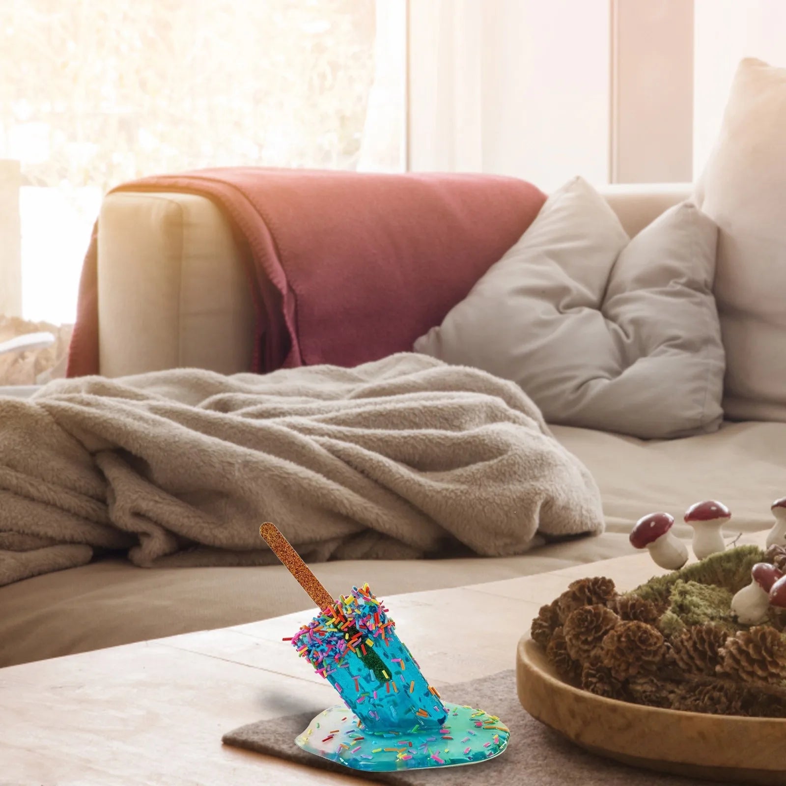 Melting Popsicle Sculpture - Handmade Resin Art for Couples' Home Decor & Conversation Starter