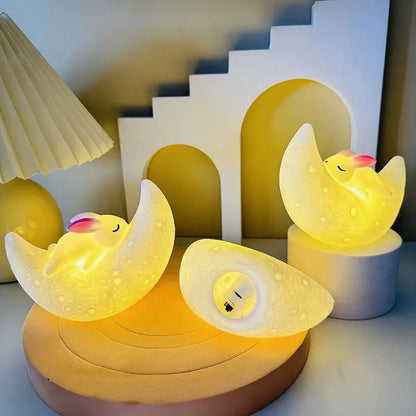 Moon Rabbit Night Light for Couples - Soft Warm White Glow for a Soothing Bedside Atmosphere | The Couple Corner