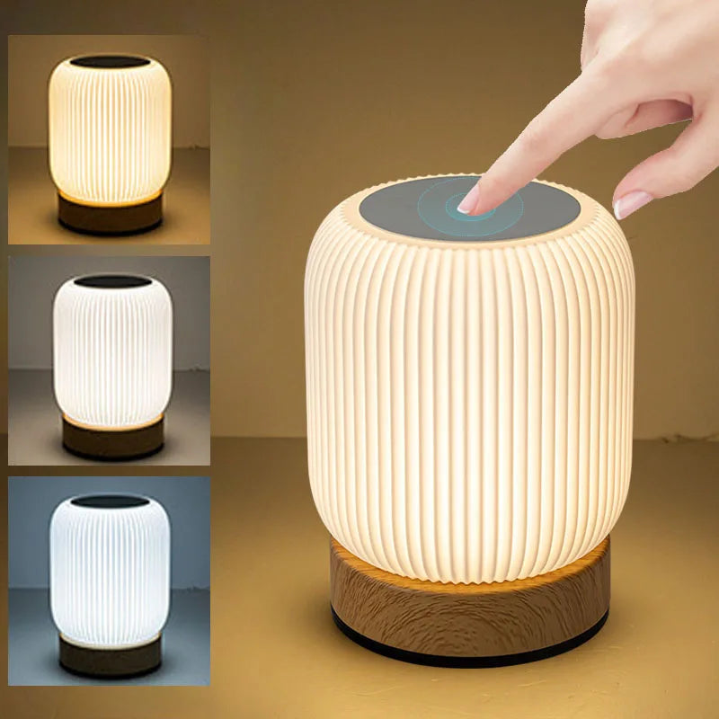 3-Temperature Touch Bedside Lamp for Couples - Portable Rechargeable Night Light for Bedrooms