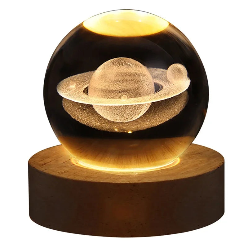 Enchanted Crystal Ball Night Light for Couples - Solar System, Saturn, or Milky Way USB Decor Lamp | The Couple Corner