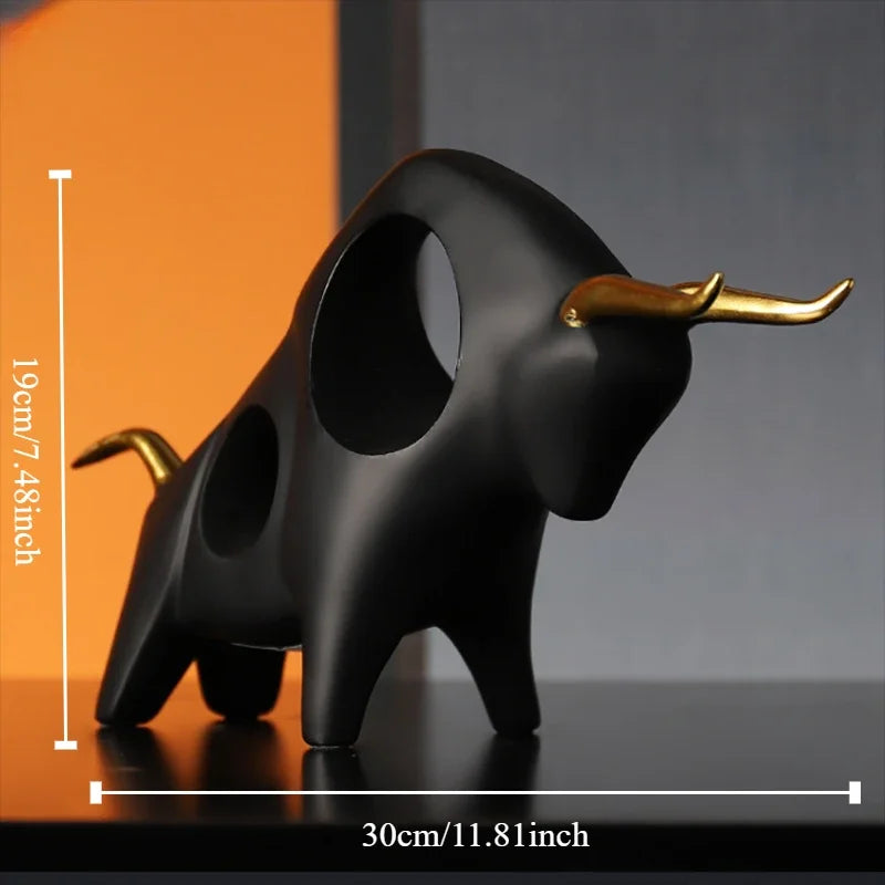 Modern Bull Sculpture - Resin Ox Statue, Living Room Decor Ornament
