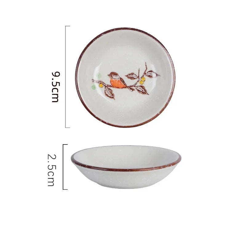 Ceramic Seasoning Dish - Japanese Flower Bird Pattern for Couples | The Couple Corner