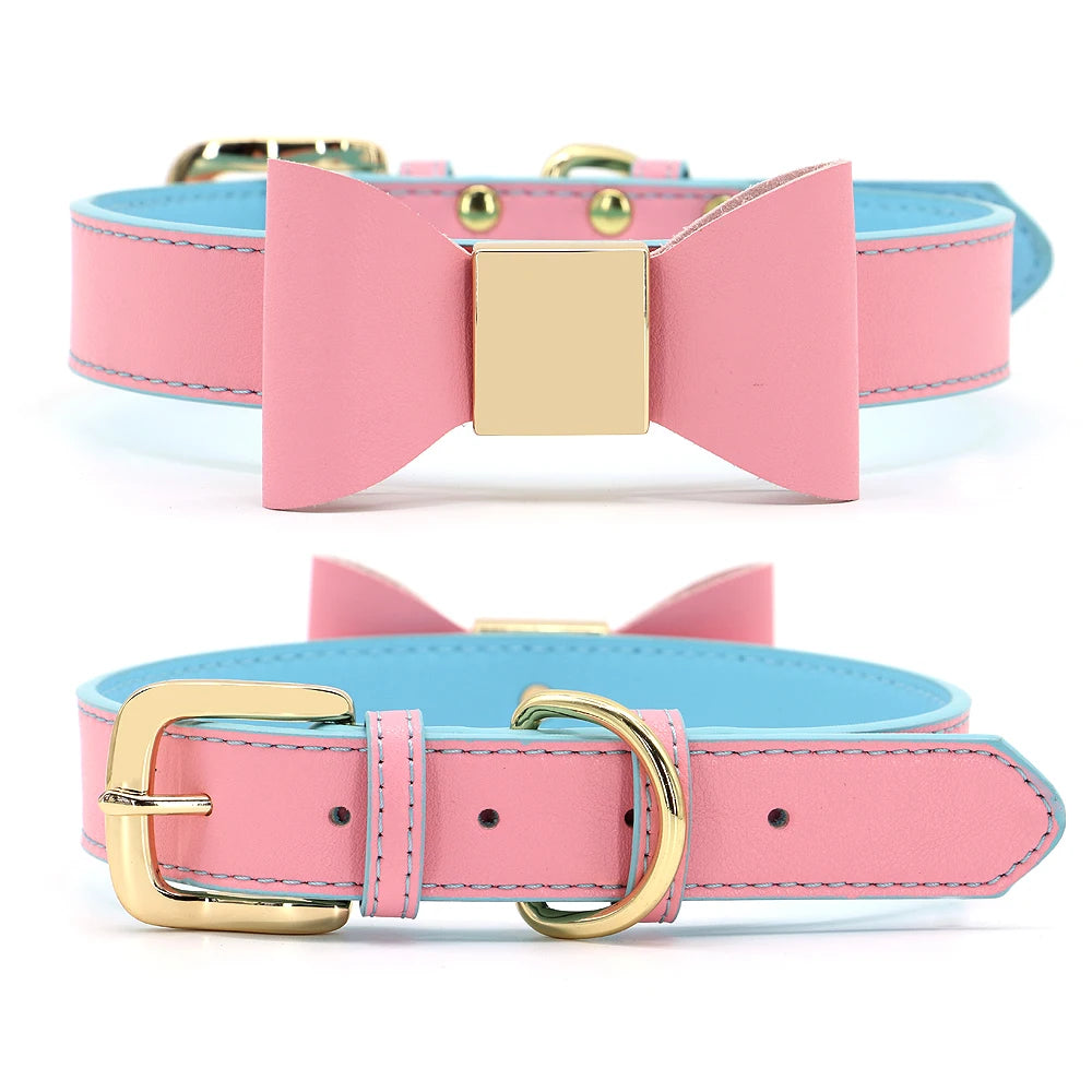 PU Leather Dog Collar with Bowtie - Gentleman Style for Small to Medium Dogs & Cats | Pet Collar The Couple Corner