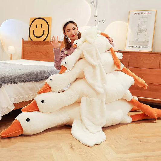 Cute Big White Goose Plush Toy: Kawaii Huge Duck Sleep Pillow Cushion, Soft Stuffed Animal Doll for Birthday Gift
