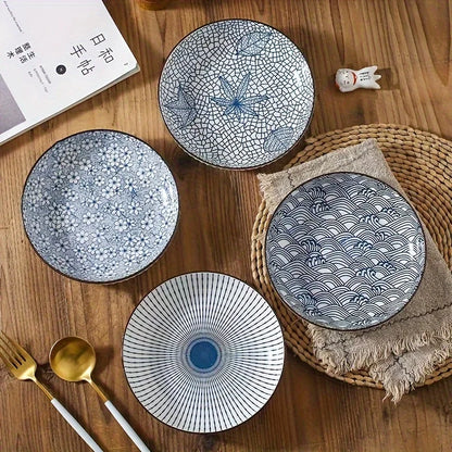 7-Inch Japanese Patterned Ceramic Plate - Dinner Dish for Couples | The Couple Corner