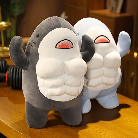 40CM Muscle Shark Plush Doll: Cute and Strong Stuffed Cartoon Toy for Boyfriend and Girlfriend Gifts