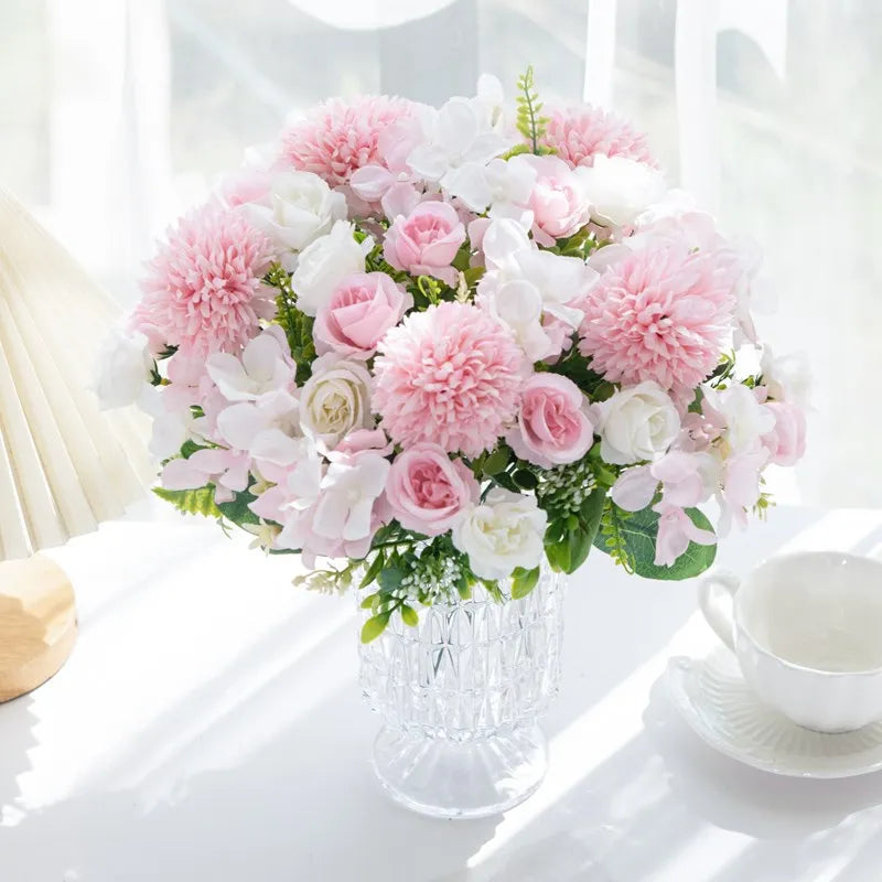 Silk Rose & Chrysanthemum Bouquet - Wedding & Valentine's Decor - | The Couple Corner