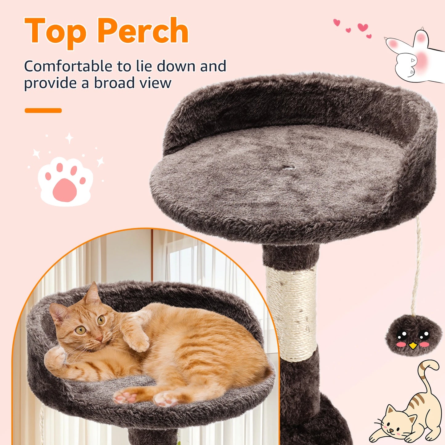 5-Tier Cat Tree Tower - Climbing Frame with Scratching Posts & Condos | Cat Furniture The Couple Corner