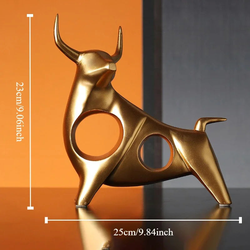 Modern Bull Sculpture - Resin Ox Statue, Living Room Decor Ornament
