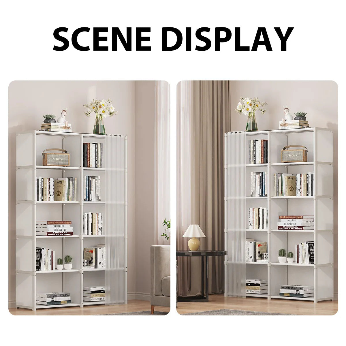 Wardrobe Organizer - 5-Tier Dustproof Storage Cabinet with Curtain for Shared Closet Harmony