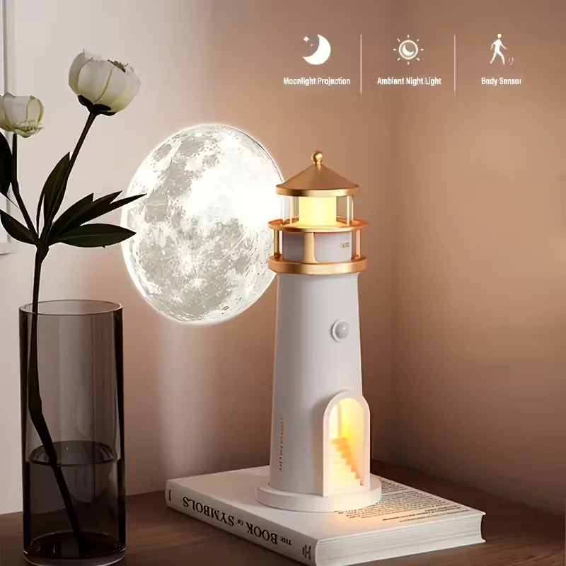Rechargeable Lighthouse Night Light for Couples - Motion-Activated Dimmable Glow for Bedroom Ambiance