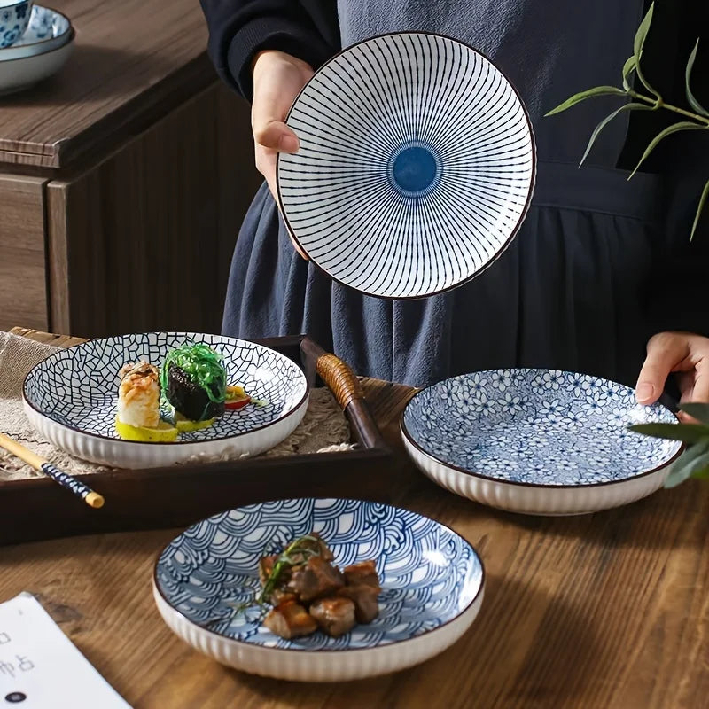 7-Inch Japanese Patterned Ceramic Plate - Dinner Dish for Couples | The Couple Corner