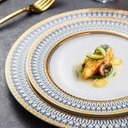 Plaid Dinner Plate - Creative Round Bone China Western Tableware