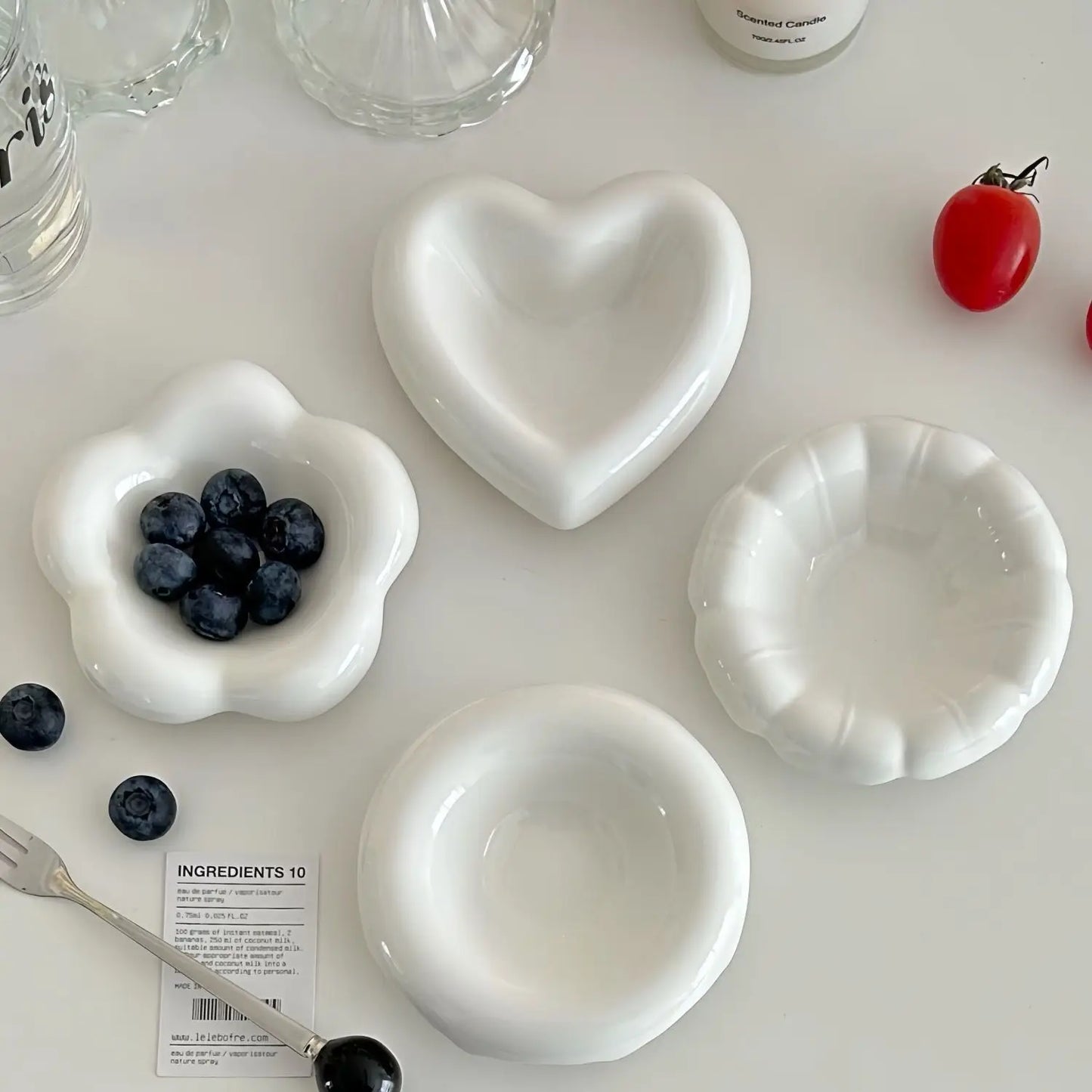 Nordic Ceramic Small Dish - Heart-Shaped Flower Design for Couples | The Couple Corner