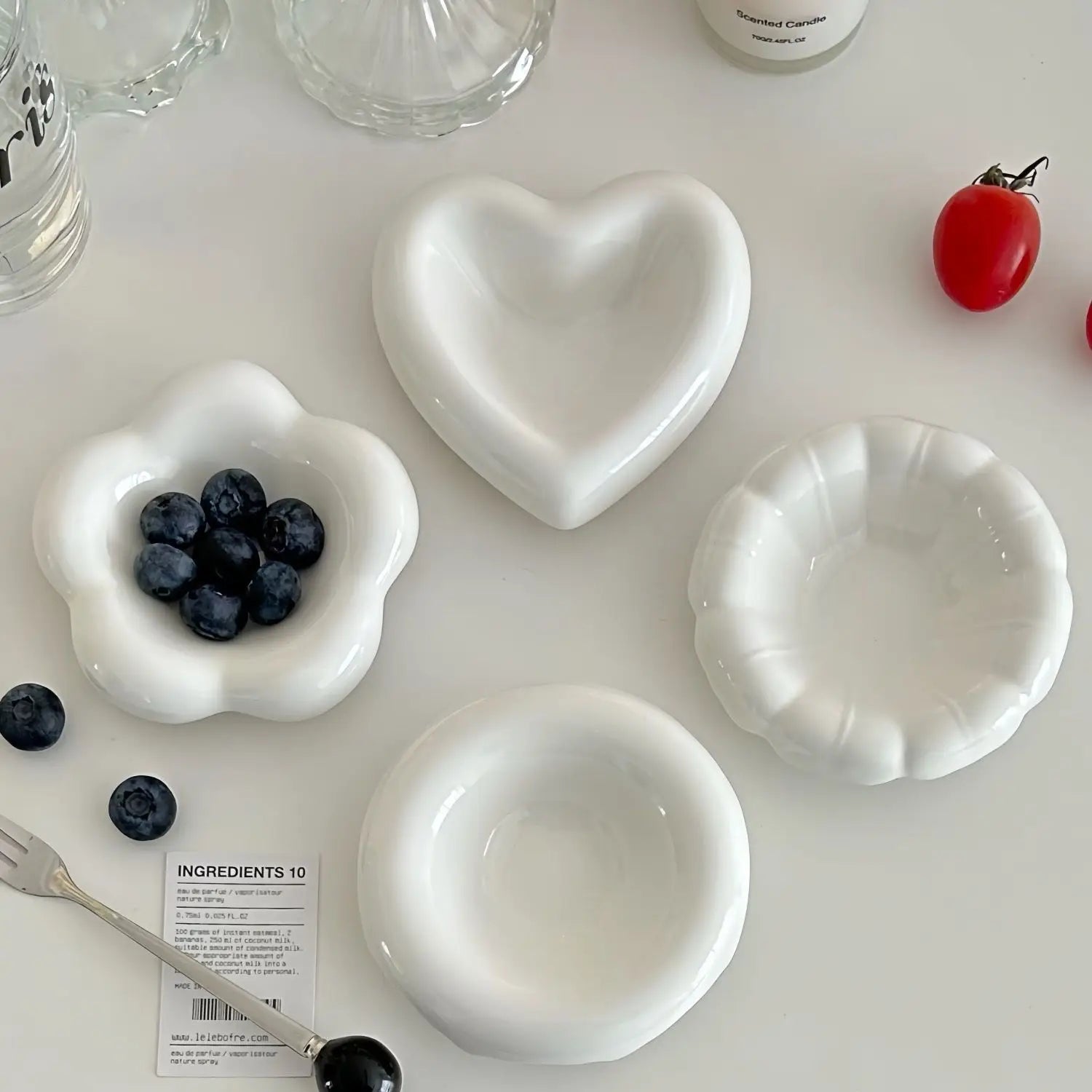 Nordic Ceramic Small Dish - Heart-Shaped Flower Design for Couples | The Couple Corner