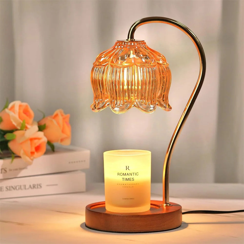 Romantic Candle Warmer Lamp - Petal-Shaped Melting Plate for Couples' Bedroom Ambiance & Safe Flameless Glow
