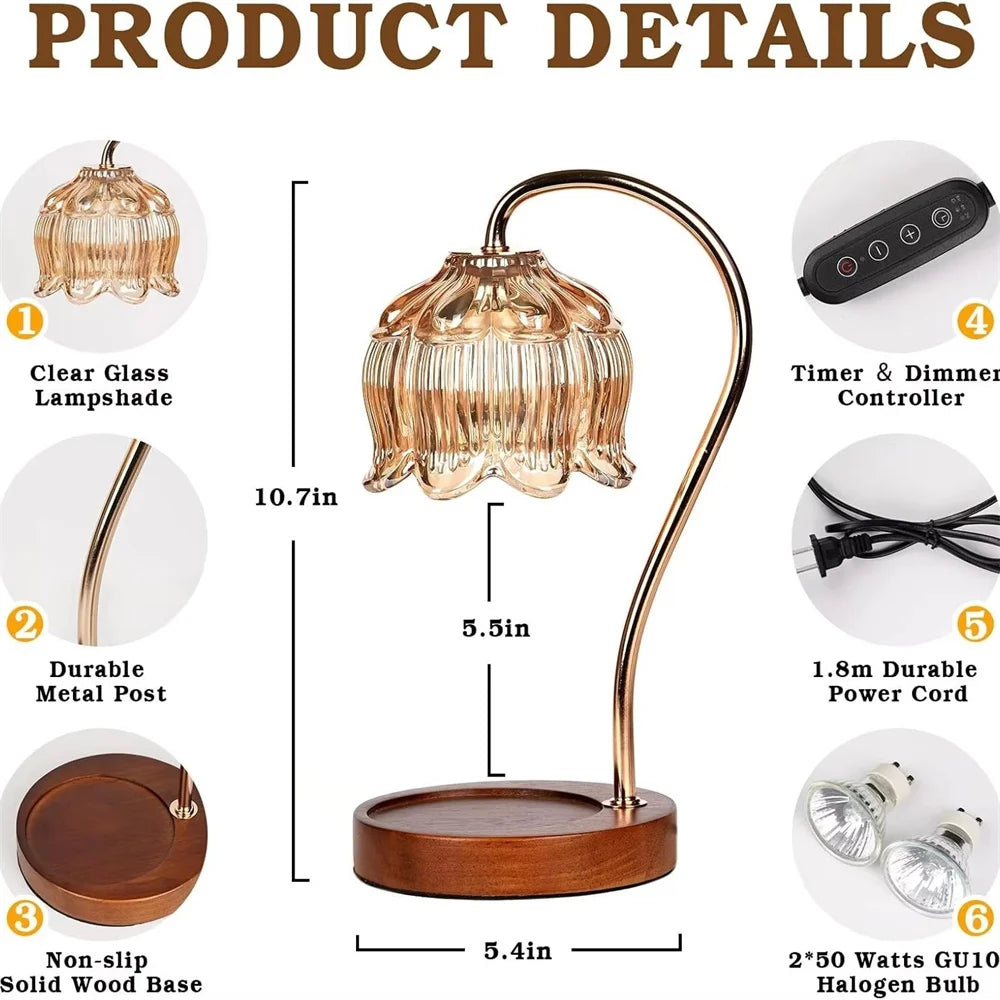 Candle Warmer Lamp - Petal-Shaped Flameless Light for Romantic Evenings | The Couple Corner