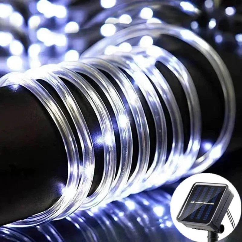Solar LED Rope Lights 8 Mode - Waterproof Outdoor Fairy Tube Lights 5M/10M/20M for Garden, Christmas & Wedding | The Couple Corner