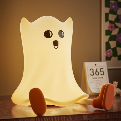 Cute Pumpkin Ghost Night Light for Couples - Dimmable Halloween Bedside Lamp with Timer | Spooky Home Decor Gift | The Couple Corner