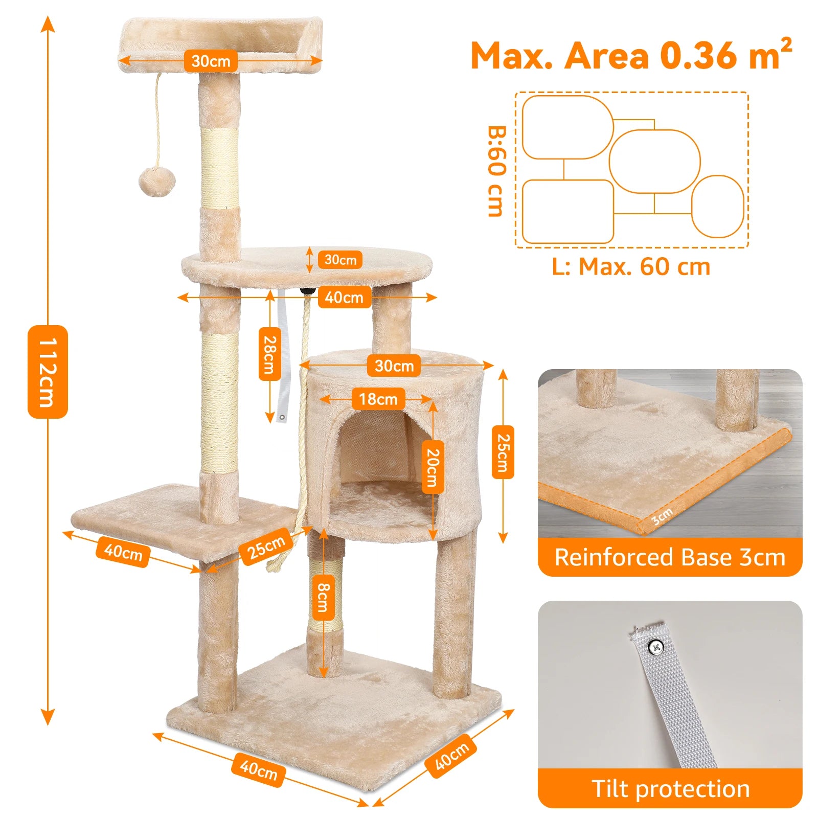 5-Tier Cat Tree Tower - Climbing Frame with Scratching Posts & Condos | Cat Furniture The Couple Corner