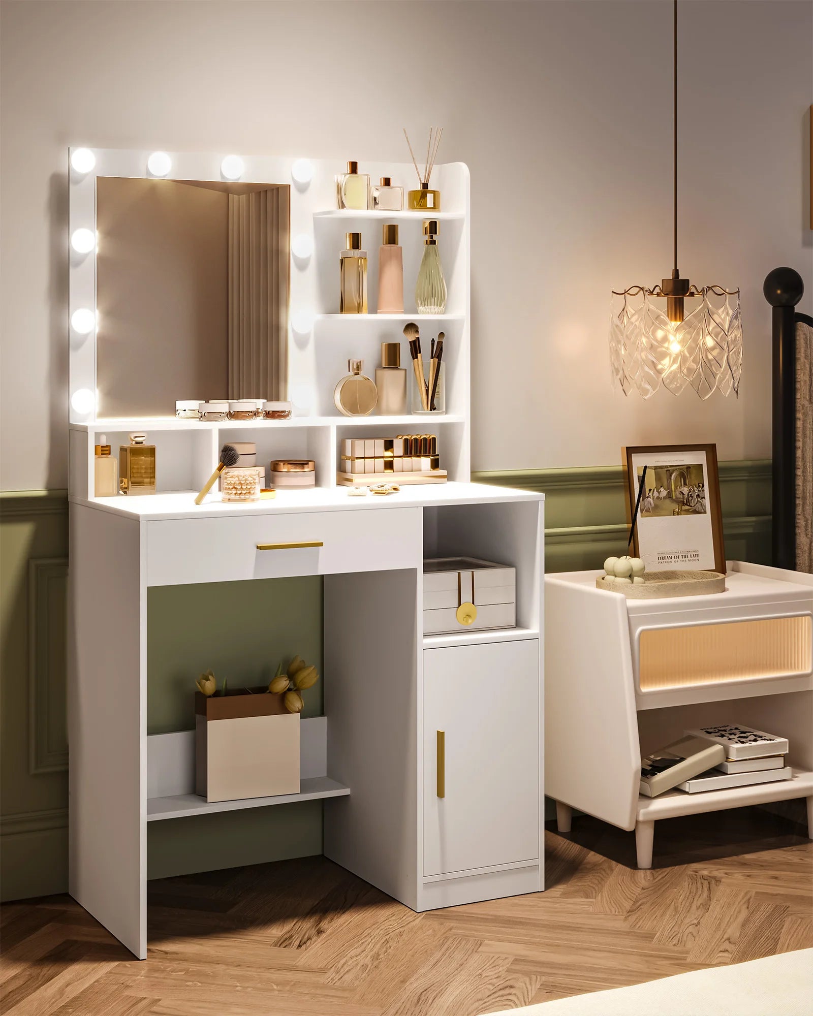 LED Vanity Table with Mirror - Dressing Table with Lights & Storage | The Couple Corner