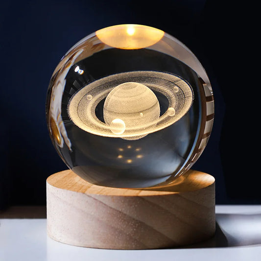 Enchanted Crystal Ball Night Light for Couples - Solar System, Saturn, or Milky Way USB Decor Lamp | The Couple Corner