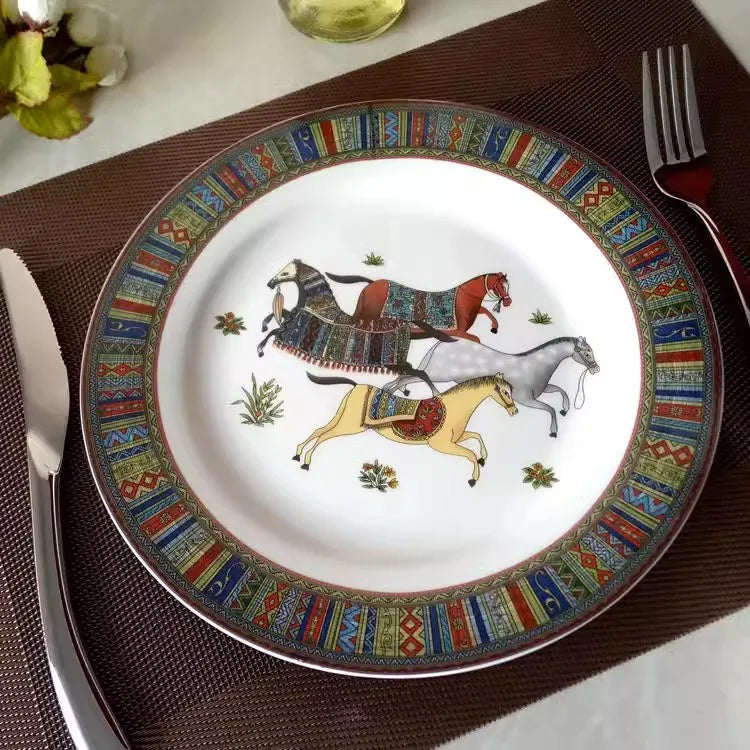 Horse Design Bone China Plate - Dinner Salad Plate 8" 10"