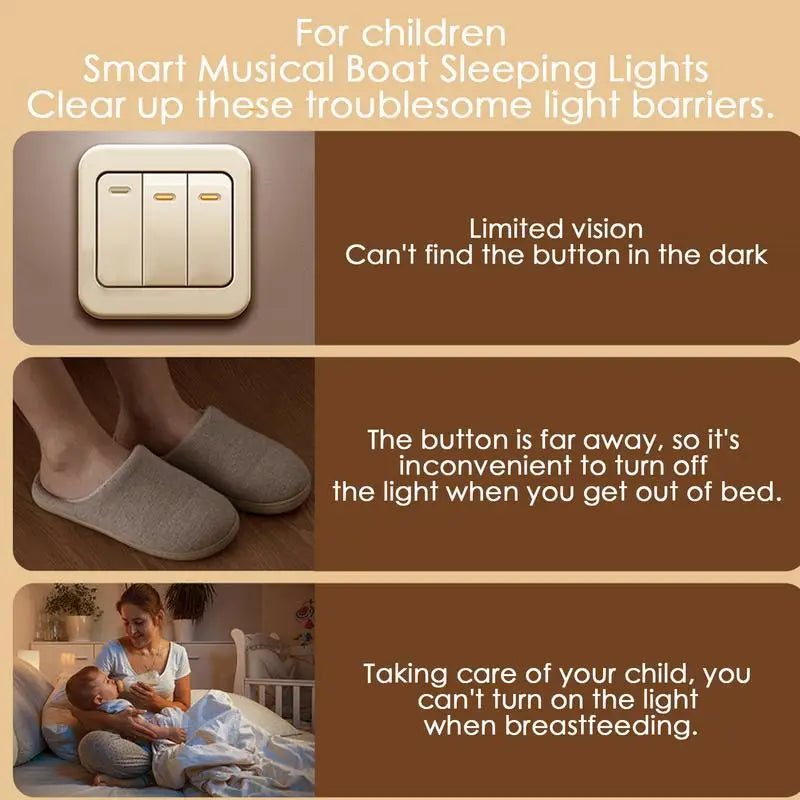 Coastal Serenity Boat Night Light for Couples - Soothing Musical Lamp for Bedroom & Living Room Decor