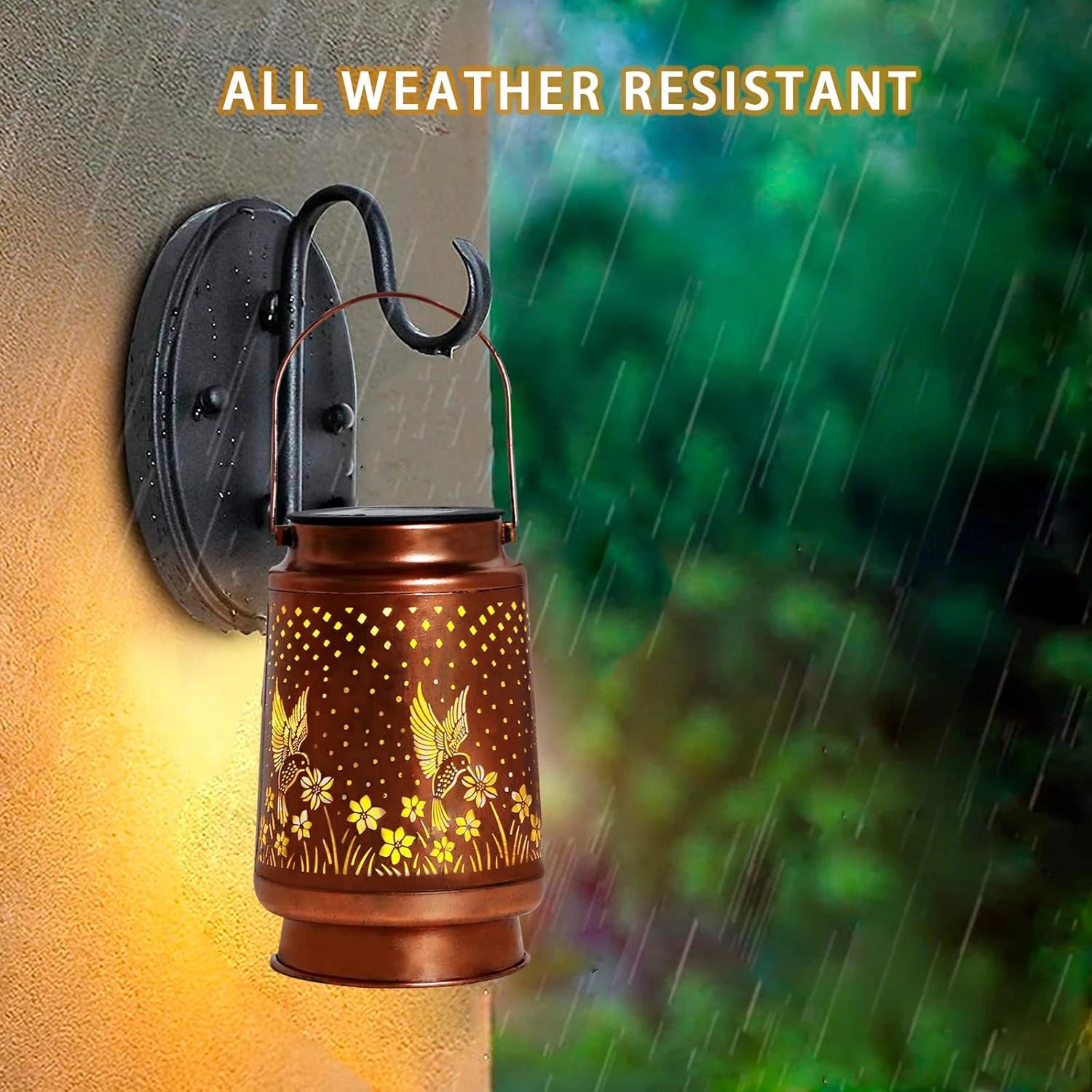 Romantic Hummingbird Solar Lantern - Waterproof Outdoor LED Light for Garden Date Nights & Anniversary Celebrations