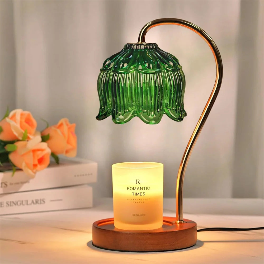Romantic Candle Warmer Lamp - Petal-Shaped Melting Plate for Couples' Bedroom Ambiance & Safe Flameless Glow