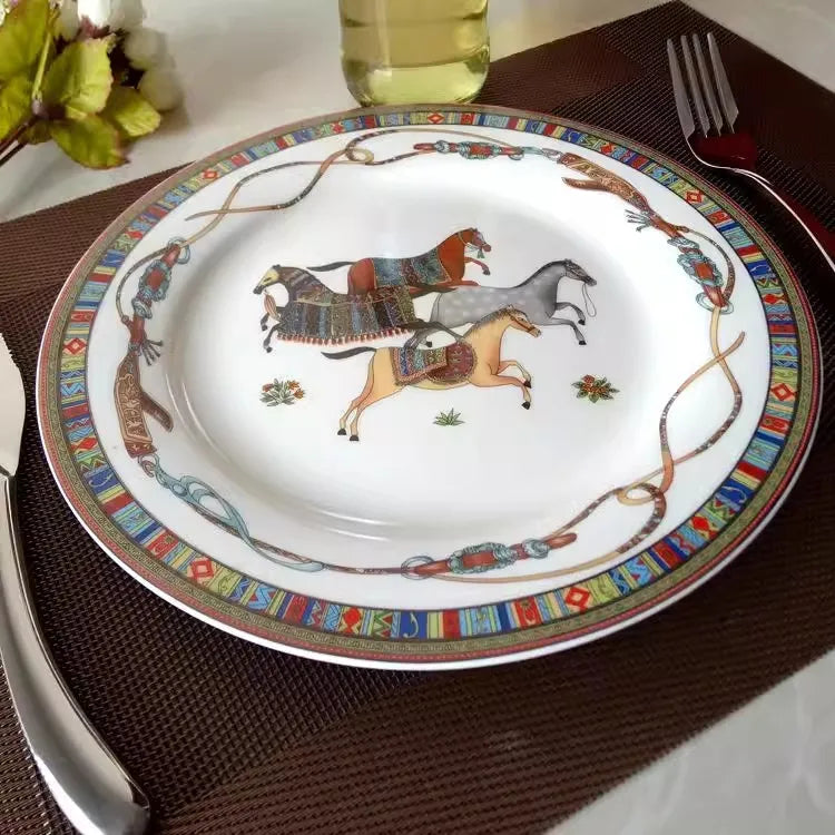 Horse Design Bone China Plate - Dinner Salad Plate 8" 10"