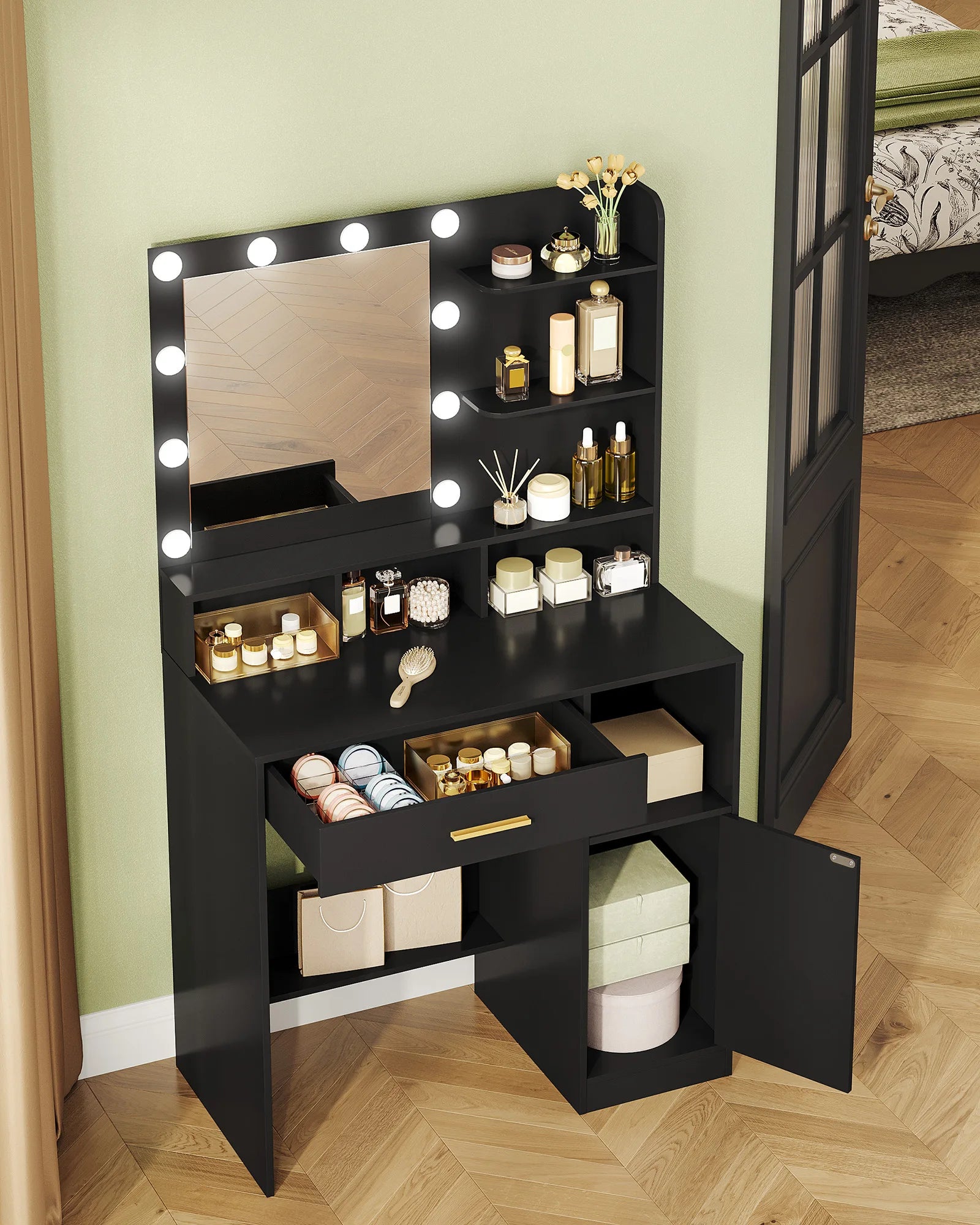 LED Vanity Table with Mirror - Dressing Table with Lights & Storage | The Couple Corner