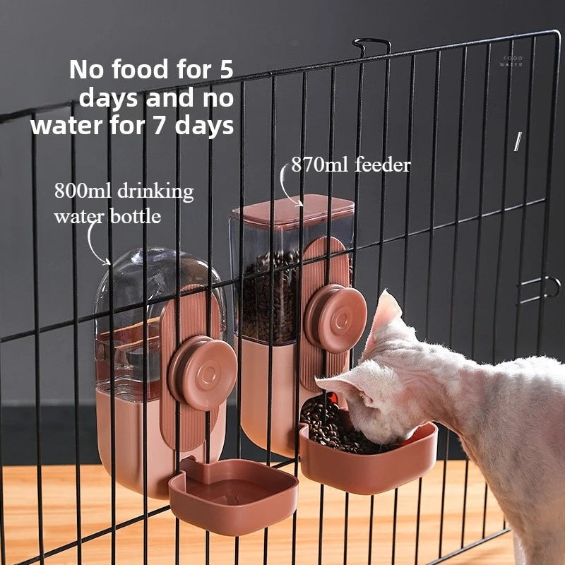 Hanging Pet Feeder & Water Dispenser - Cage-Mounted Automatic for Cats & Dogs | Pet Feeder The Couple Corner