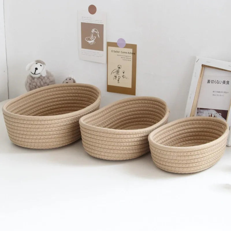 Nordic Cotton Rope Storage Baskets - Woven Organizer Box, Desktop Sundries