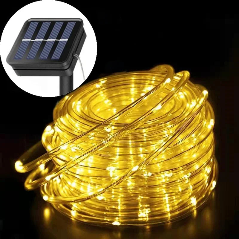 Solar LED Rope Lights 8 Mode - Waterproof Outdoor Fairy Tube Lights 5M/10M/20M for Garden, Christmas & Wedding | The Couple Corner