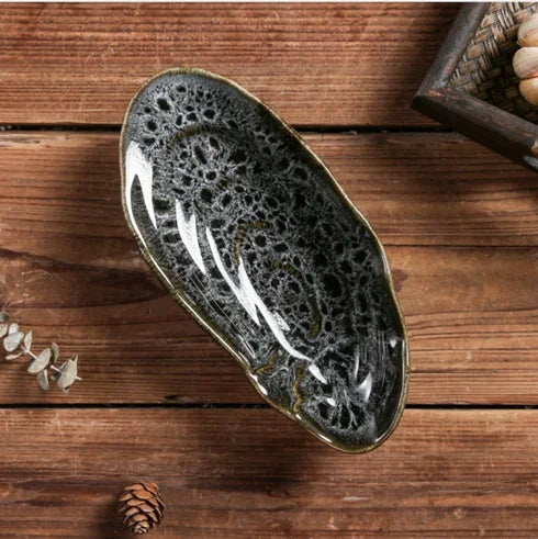 Japanese Ceramic Sushi Sashimi Plate - Oyster Shell Tableware for Couples | The Couple Corner