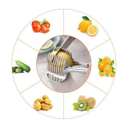 Stainless Steel Onion Holder & Vegetable Slicer - Safe Cutting Tool | The Couple Corner