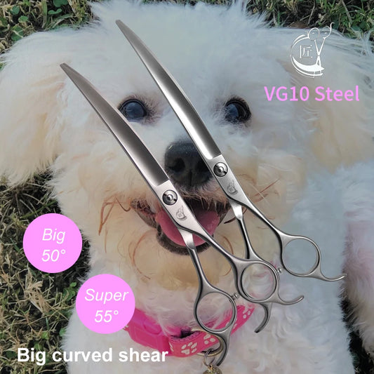 Professional Curved Dog Grooming Scissors - 50° Stainless Steel Shears 7.5"/8" | Pet Grooming Tool The Couple Corner