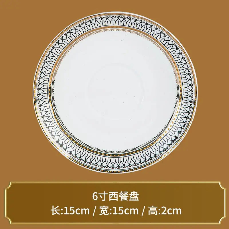 Plaid Dinner Plate - Creative Round Bone China Western Tableware