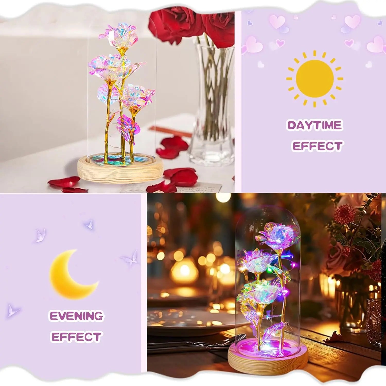 Eternal Rose with LED Light in Acrylic Cover - Valentine's & Anniversary Gift - | The Couple Corner