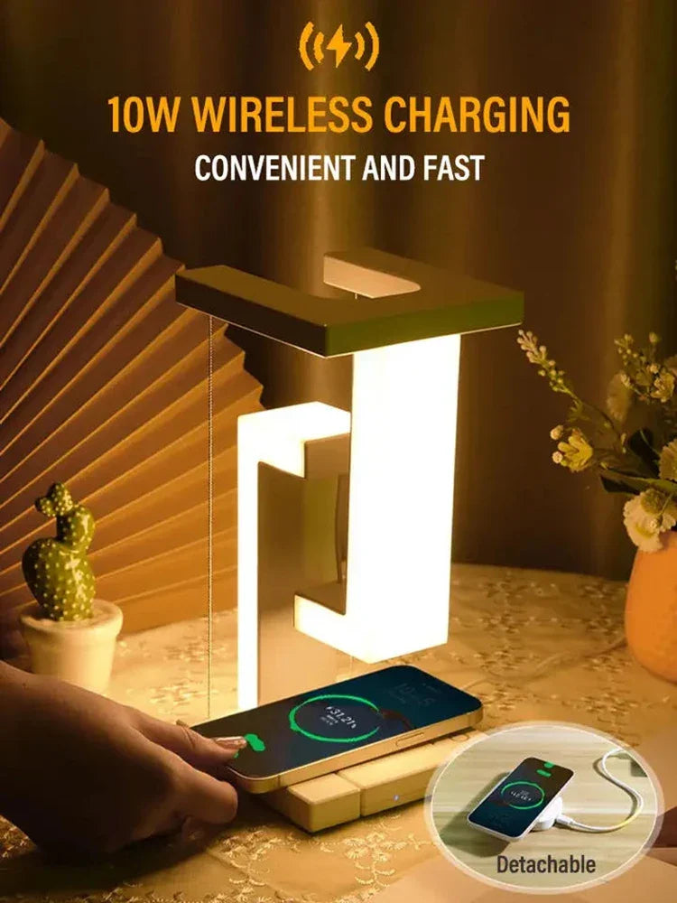 Gravity Defying Levitating LED Bulb - Wireless Charging Desk Lamp for Couples' Modern Bedroom | The Couple Corner