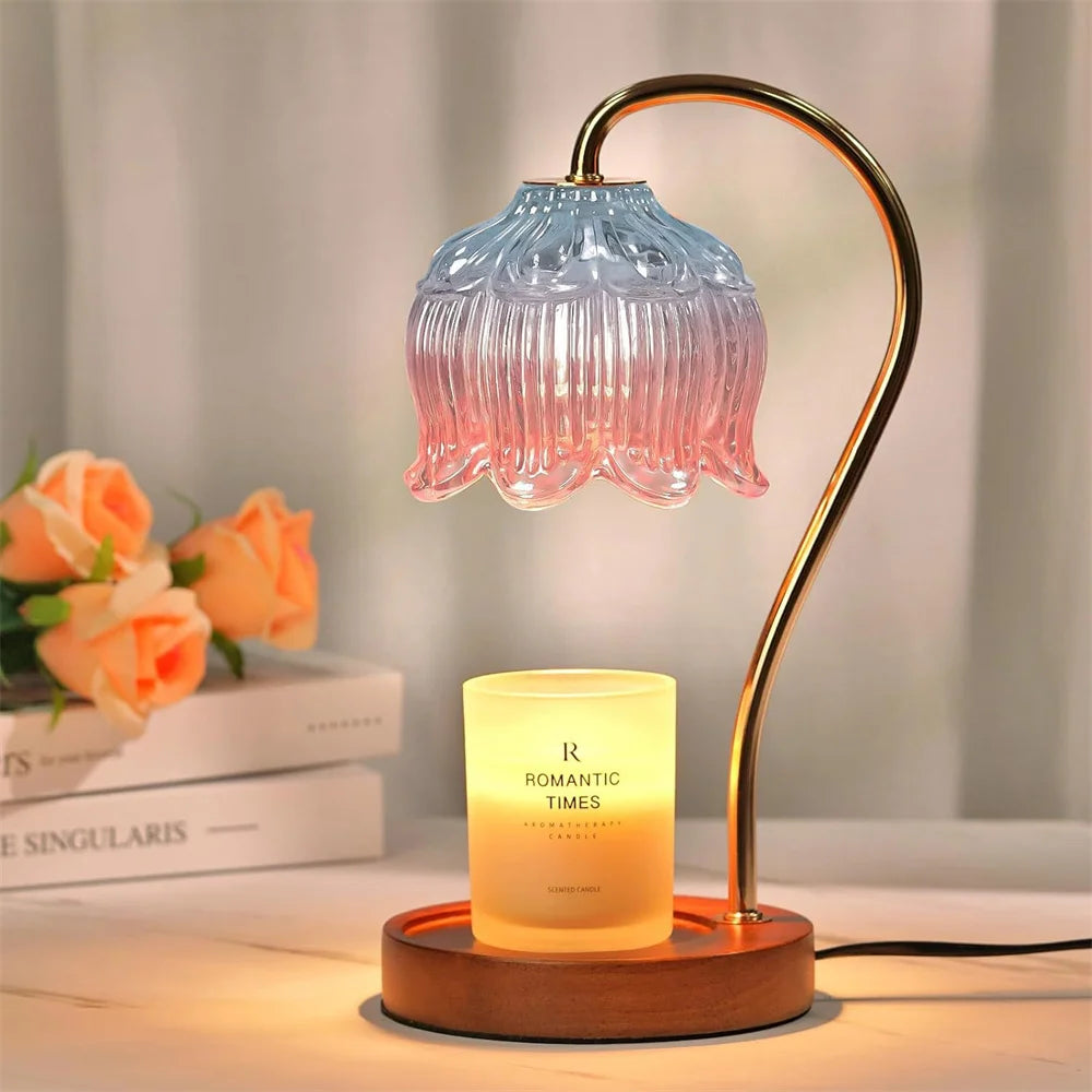Romantic Candle Warmer Lamp - Petal-Shaped Melting Plate for Couples' Bedroom Ambiance & Safe Flameless Glow
