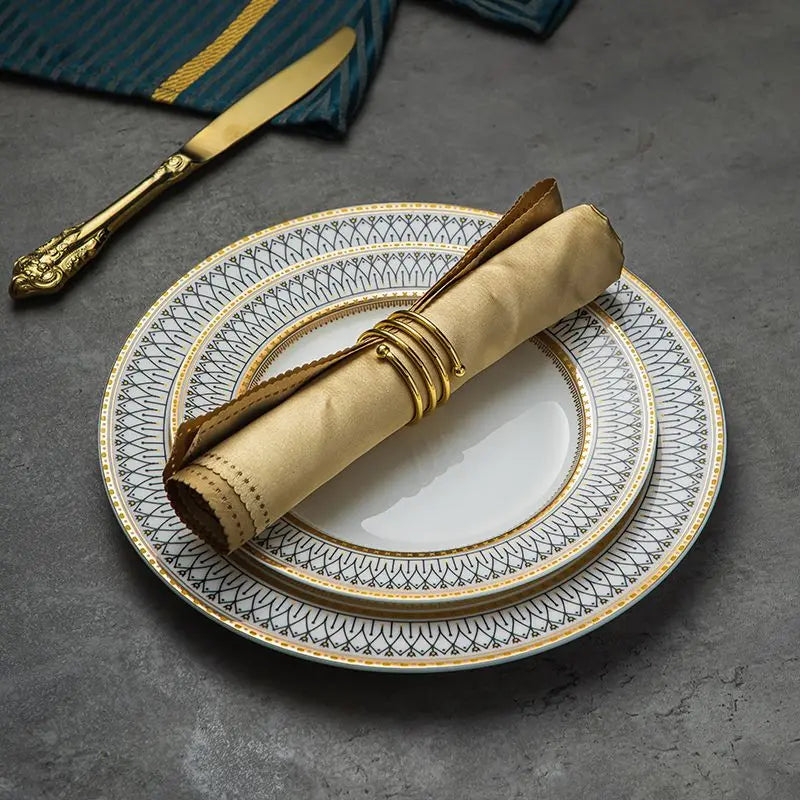 Plaid Dinner Plate - Creative Round Bone China Western Tableware