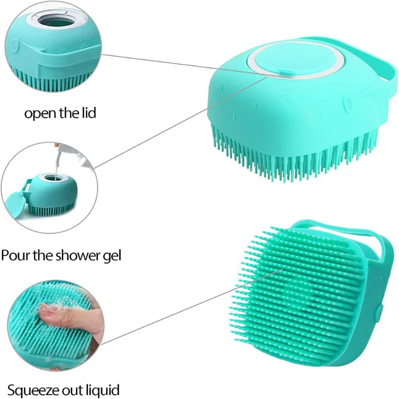 Pet Bathing Brush – Soft Silicone Massager for Dogs and Cats