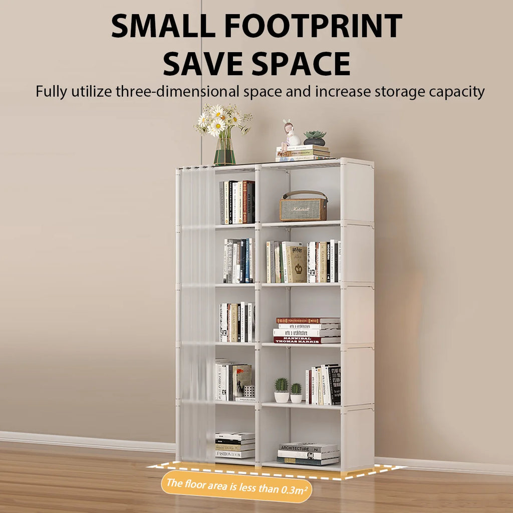 Wardrobe Organizer - 5-Tier Dustproof Storage Cabinet with Curtain for Shared Closet Harmony